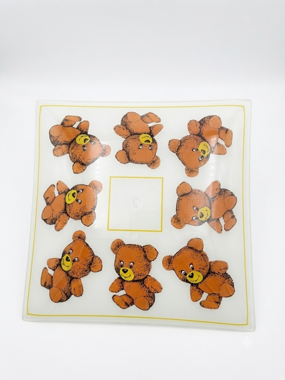 1980s Teddy Bear Glass Ceiling Light Shade 14x14" Nursery Lightshade - Picture 2 of 2